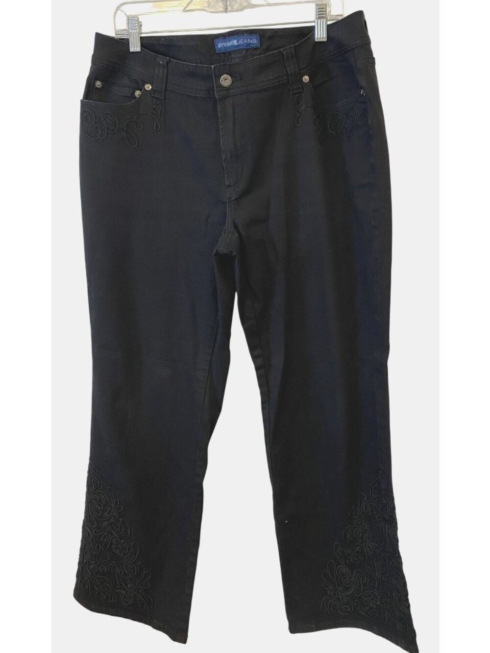 Avenue Jeans Womens 18 Black Embroidered Jeans Y2K Boho Plus Size